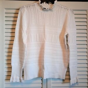 🌺NIB Almost Famous White Ruffled Knit Sweater (L)(Fits As A Small M)🌺